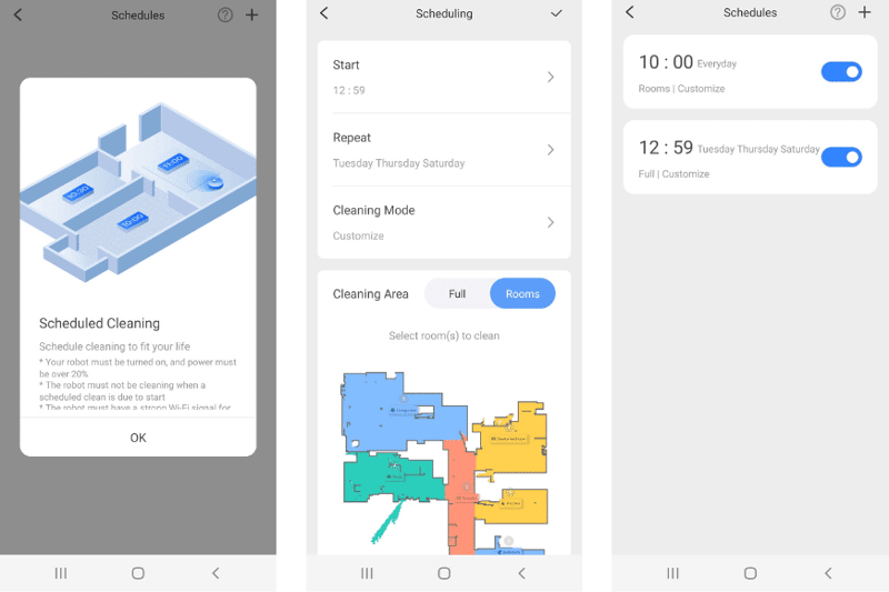 Cleaning schedule is set up in the Roborock S7 Pro Ultra app.